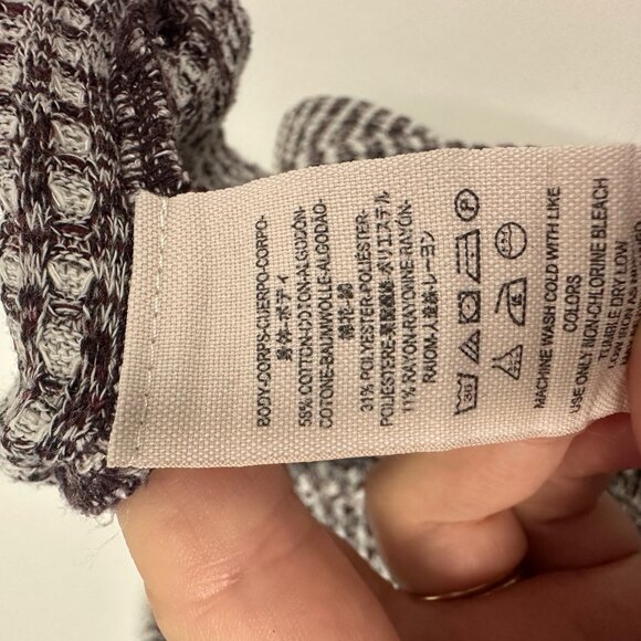 Free People Waffle Knit Mock Neck Long Sleeve Crop With Thumbholes Size Medium - Picture 5 of 9